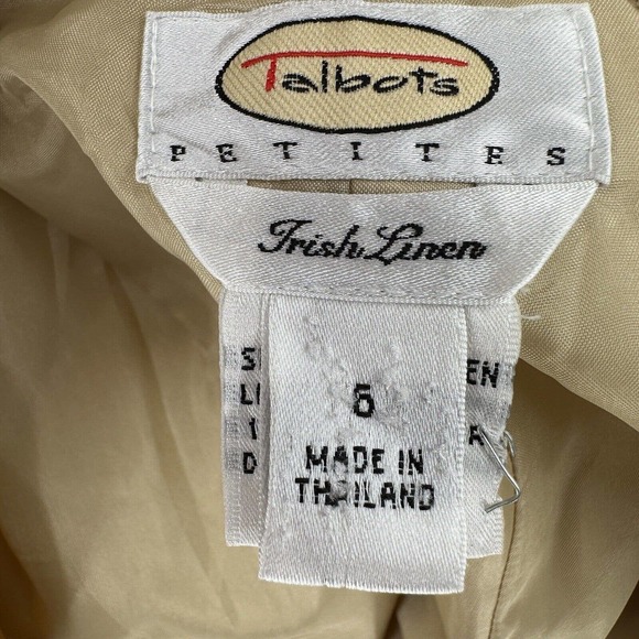 Talbots 100% Irish Linen Pants Womens 6 Tan‎ Career Flat Front Straight Trouser - Picture 11 of 13